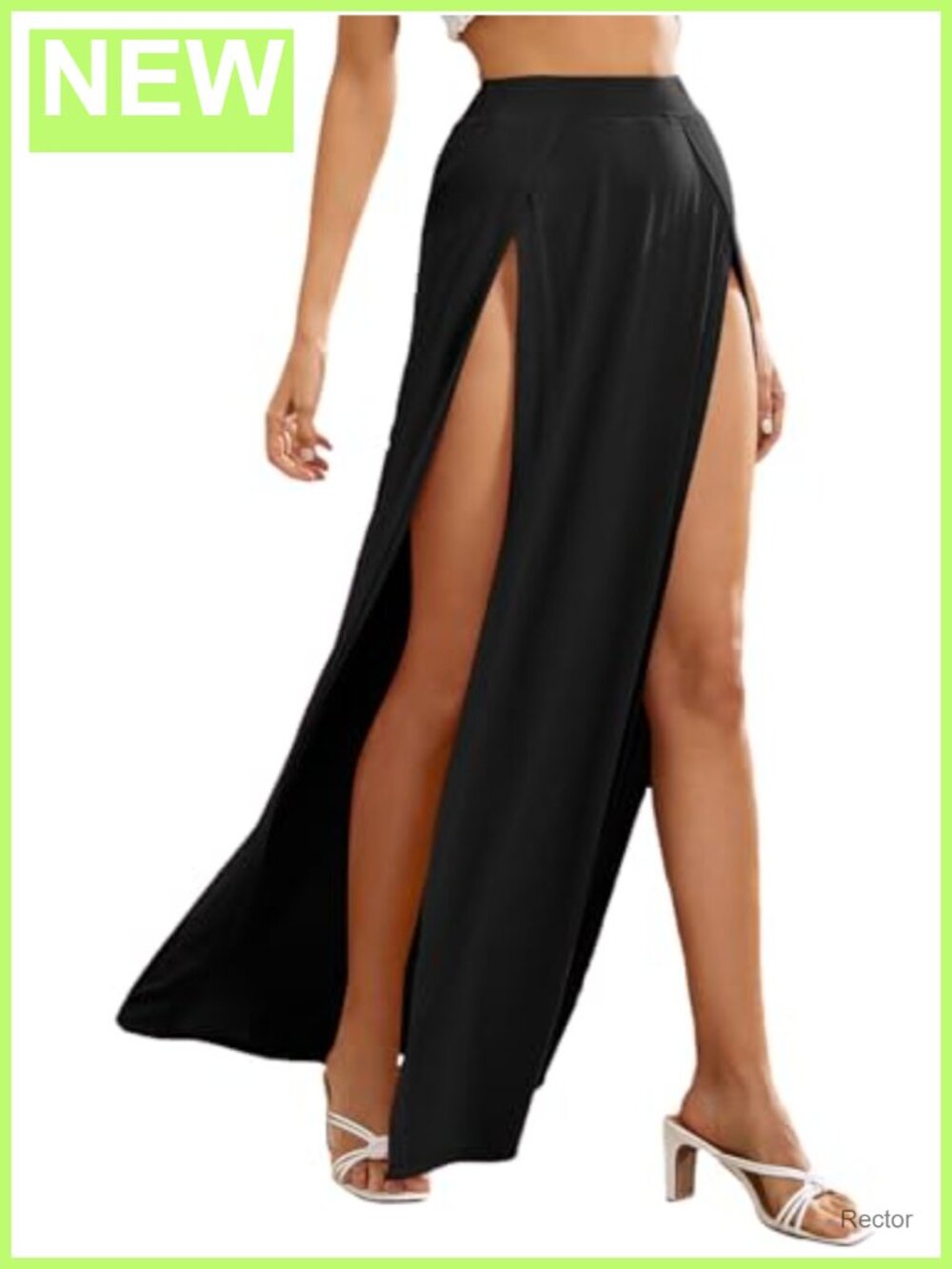 High Waist Maxi Skirt with Slit Flowy Long Ankle Length Wrap Style